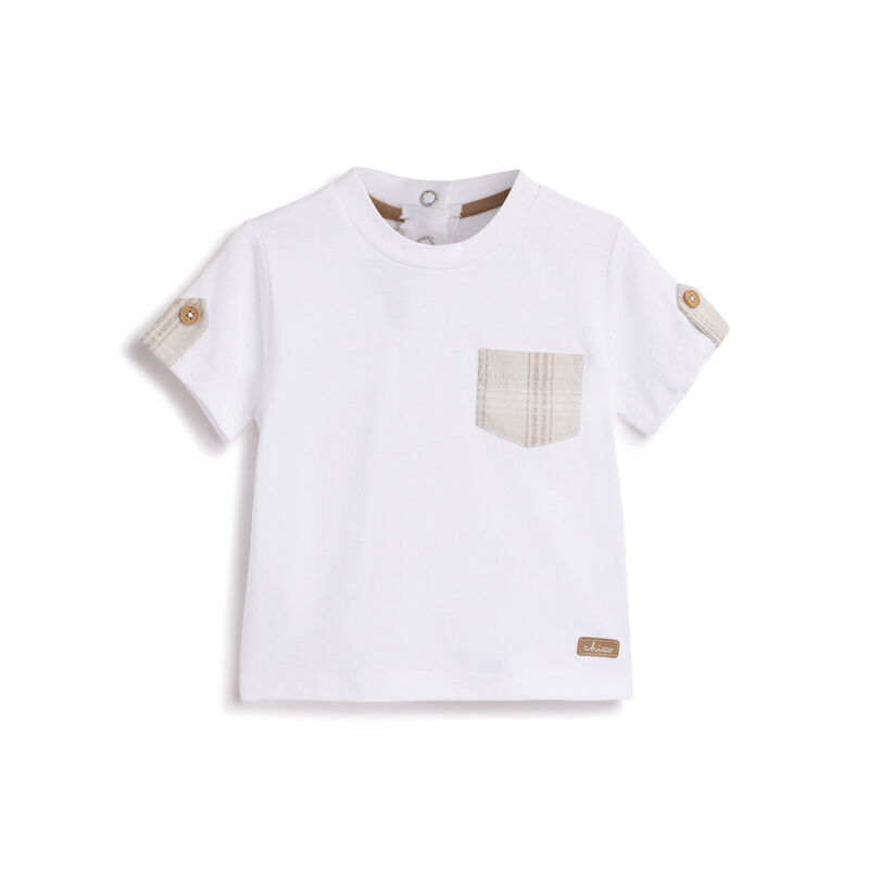 Boys White Checked Short Sleeve T-Shirt image number 0